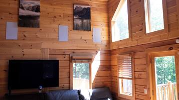 Smart TV, fireplace, ping pong, books