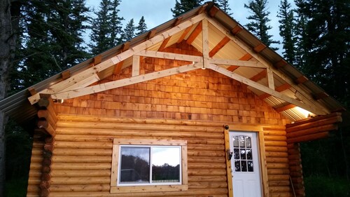 Log cabin on the James River in Alberta