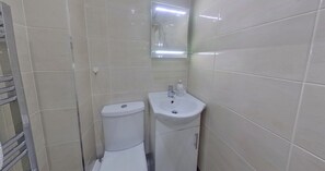 Shower, towels, soap, shampoo