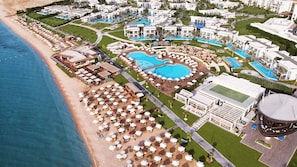 Private beach, beach cabanas, beach umbrellas, beach towels - Rixos Premium Magawish Suites and Villas (Hurghada)