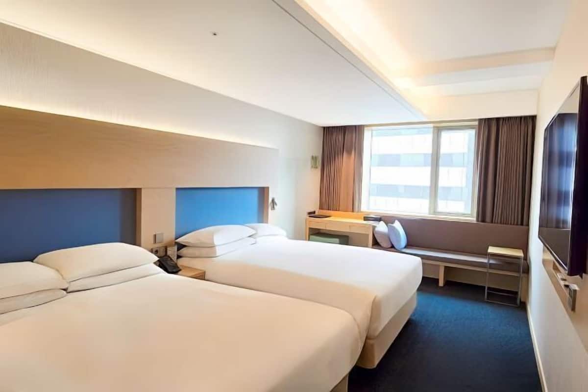 In-room safe, desk, laptop workspace, blackout curtains