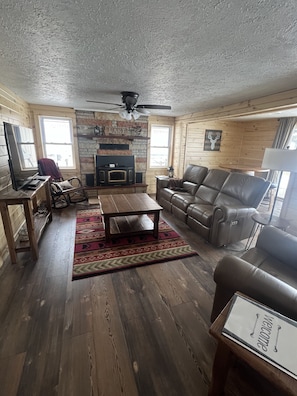 Smart TV, chimenea y reproductor de DVD 