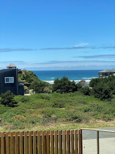 Ocean view, 100 yards to beach, pet friendly, secure fenced yard.