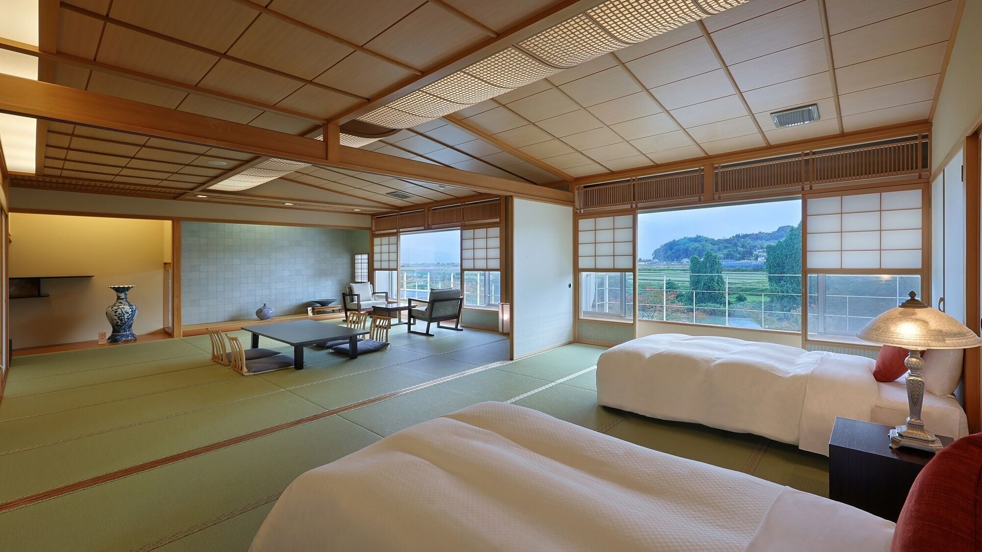 Villa Premium, 1 camera da letto, non fumatori, vista fiume (Japanese Western Style, Villa Gassan) | Biancheria da letto di alta qualità, una cassaforte in camera