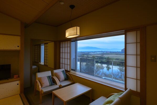 Barrier-free, 2-room Japanese-Western Room, Non-Smoking | Living area | Flat-screen TV - Hotel Symphony Annex (Sagae)