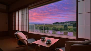 Standard Japanese-style Room, 15 tatami, River view, Non Smoking | Balcony view