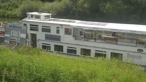 A large white riverboat with multiple decks and a sign reading "MS Weserstein." - Welcome to the beautiful 3 rivers city with Andrea and Axel <br> (Hann. Münden)