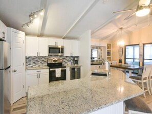 Fridge, microwave, stovetop, toaster