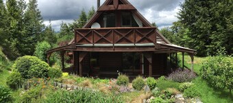 Adorable warm log cabin on a private section ideal for a couple or small family