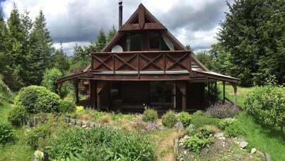 Adorable warm log cabin on a private section ideal for a couple or small family