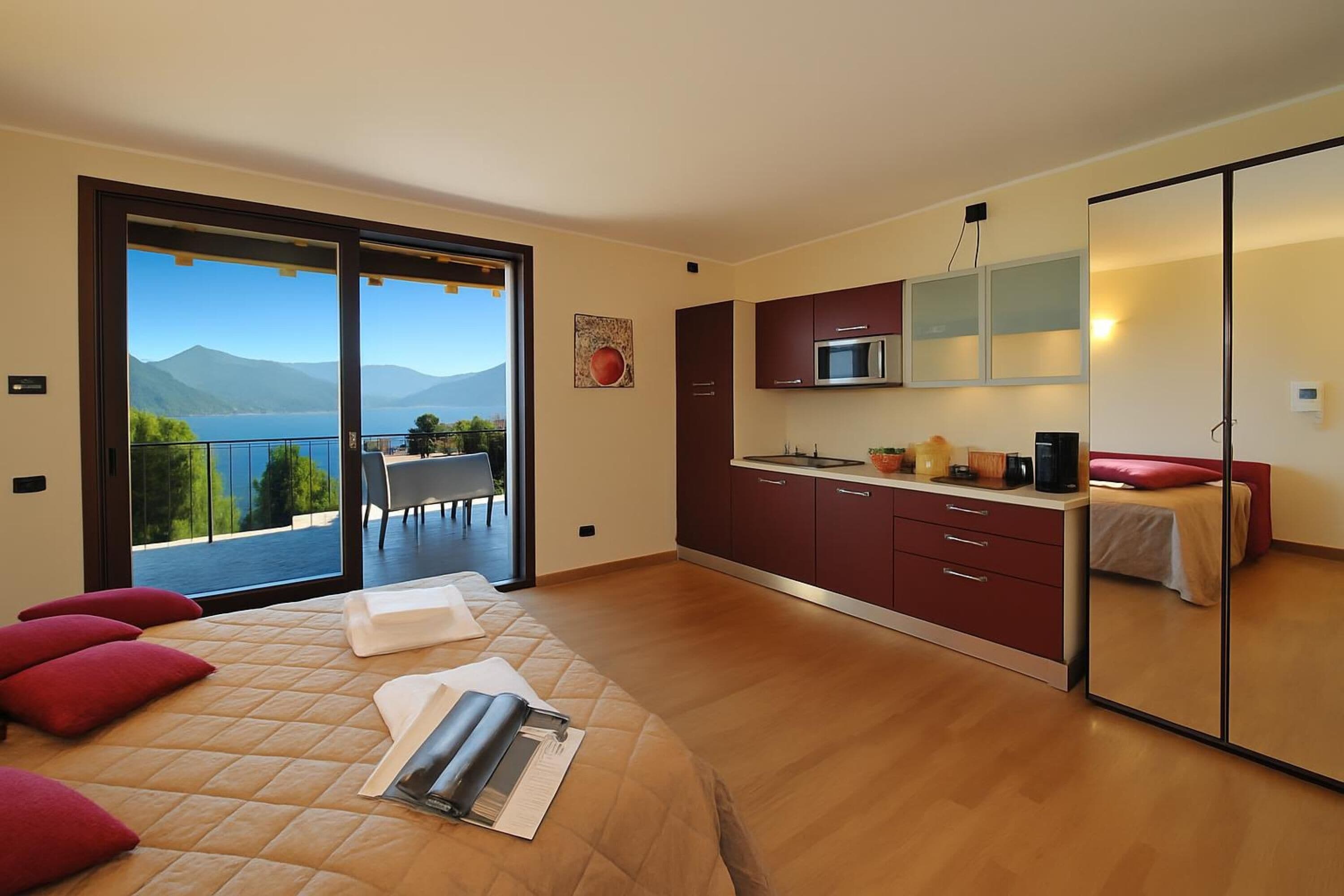 Estudio familiar, vista a la montaña, junto a la montaña (Residence Eden Magnolia 18) | 1 habitación, tabla de planchar con plancha, wifi y ropa de cama 