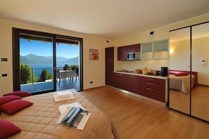 Familie-studiolejlighed - bjergudsigt - ved bjerg (Residence Eden Magnolia 18) | 1 soveværelse, strygejern/strygebræt, Wi-Fi (tillægsgebyr), sengetøj