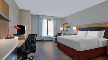 Hypo-allergenic bedding, desk, laptop workspace, iron/ironing board