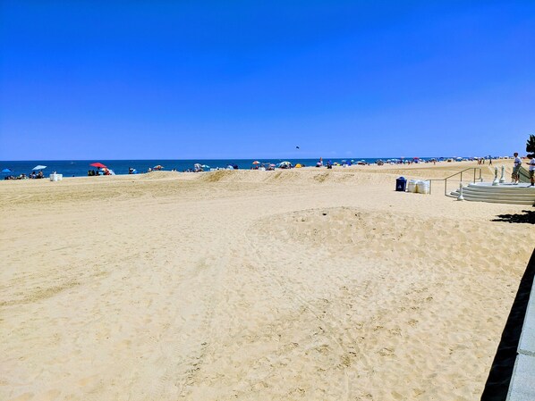 On the beach, beach towels