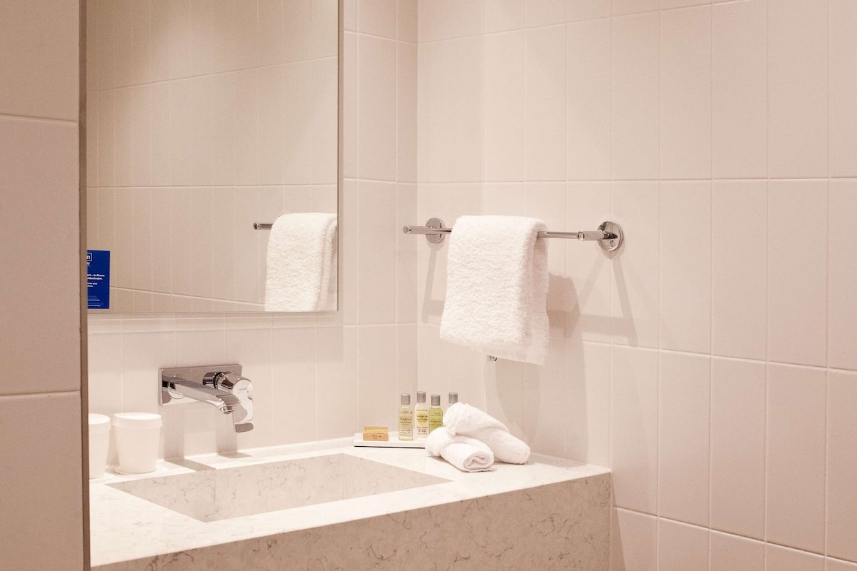 shower, rainfall showerhead, free toiletries, hair dryer