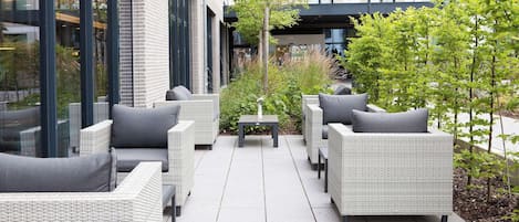 Breakfast, lunch served; international cuisine, al fresco dining