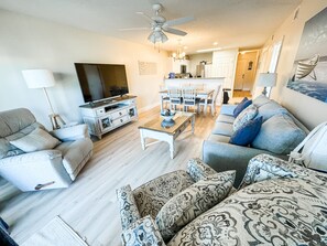 Télévision, lecteur de DVD, livres