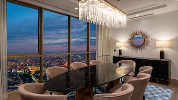 Presidential Suite | Living area | 55-inch LCD TV with satellite channels, TV