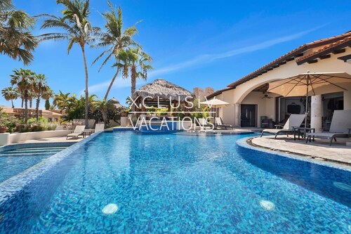 Ocean-view villa with golf cart, private beach club, and access to Esperanza* amenities. Private pool, AC, fast Wi-Fi, parking. XCLUSIV app for chef, transfers & activities + text concierge. 5+ nights: airport pickup & chef welcome. *Rules/fees apply
