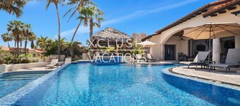 Ocean-view villa with golf cart, private beach club, and access to Esperanza* amenities. Private pool, AC, fast Wi-Fi, parking. XCLUSIV app for chef, transfers & activities + text concierge. 5+ nights: airport pickup & chef welcome. *Rules/fees apply