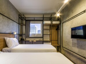 Lägenhet - 2 enkelsängar | Skrivbord, mörkläggningsgardiner, ljudisolering och gratis wi-fi