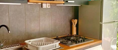 Fridge, microwave, stovetop, dishwasher
