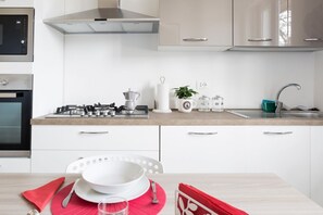 Fridge, microwave, oven, dishwasher