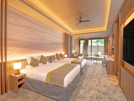 Deluxe Room with Open-air Bath and Sauna Non smoking | In-room safe, desk, free WiFi, bed sheets. Kamenoi Hotel Aso