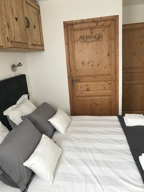 1 chambre, fer et planche à repasser, lit parapluie