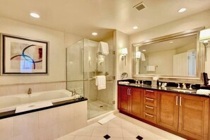 Bathtub, hair dryer, towels, soap