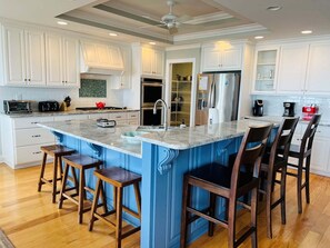 Fridge, microwave, oven, dishwasher - Oceanfront 6BR High Tide Line at Holden Beach, perfect for 18 guests! (Holden Beach)