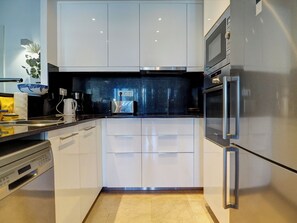 Fridge, microwave, oven, dishwasher