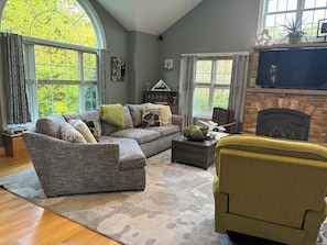 Smart TV, fireplace, video games, books