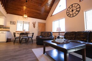 TV, fireplace, DVD player, books