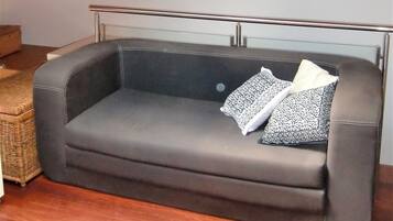 Een televisie en een open haard