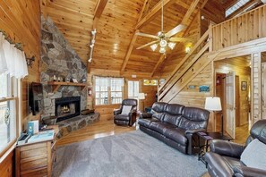 TV, fireplace, foosball