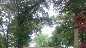 Ein zweistöckiges Haus mit einer Auffahrt, die zur Haustür führt.