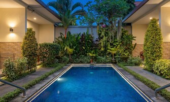Outdoor pool, sun loungers