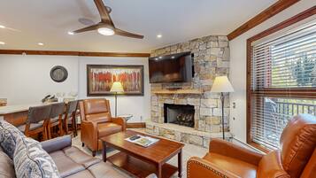 Televisión y chimenea