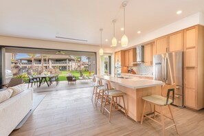 Fridge, microwave, oven, stovetop - KLVR welcomes you to Honua Kai Luana 11B Oceanfront Resort Resort and POOL view  (Lahaina)