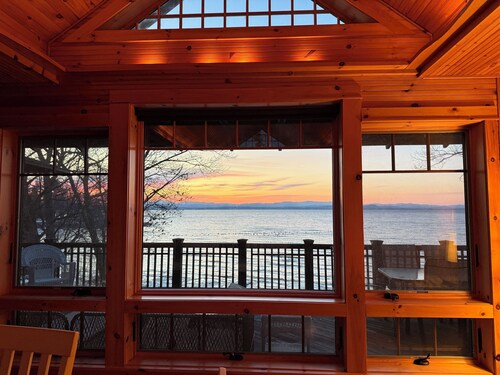 Designer Lake Champlain Retreat with Adirondack Views & Private Waterfront