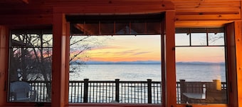 Designer Lake Champlain Retreat with Adirondack Views & Private Waterfront