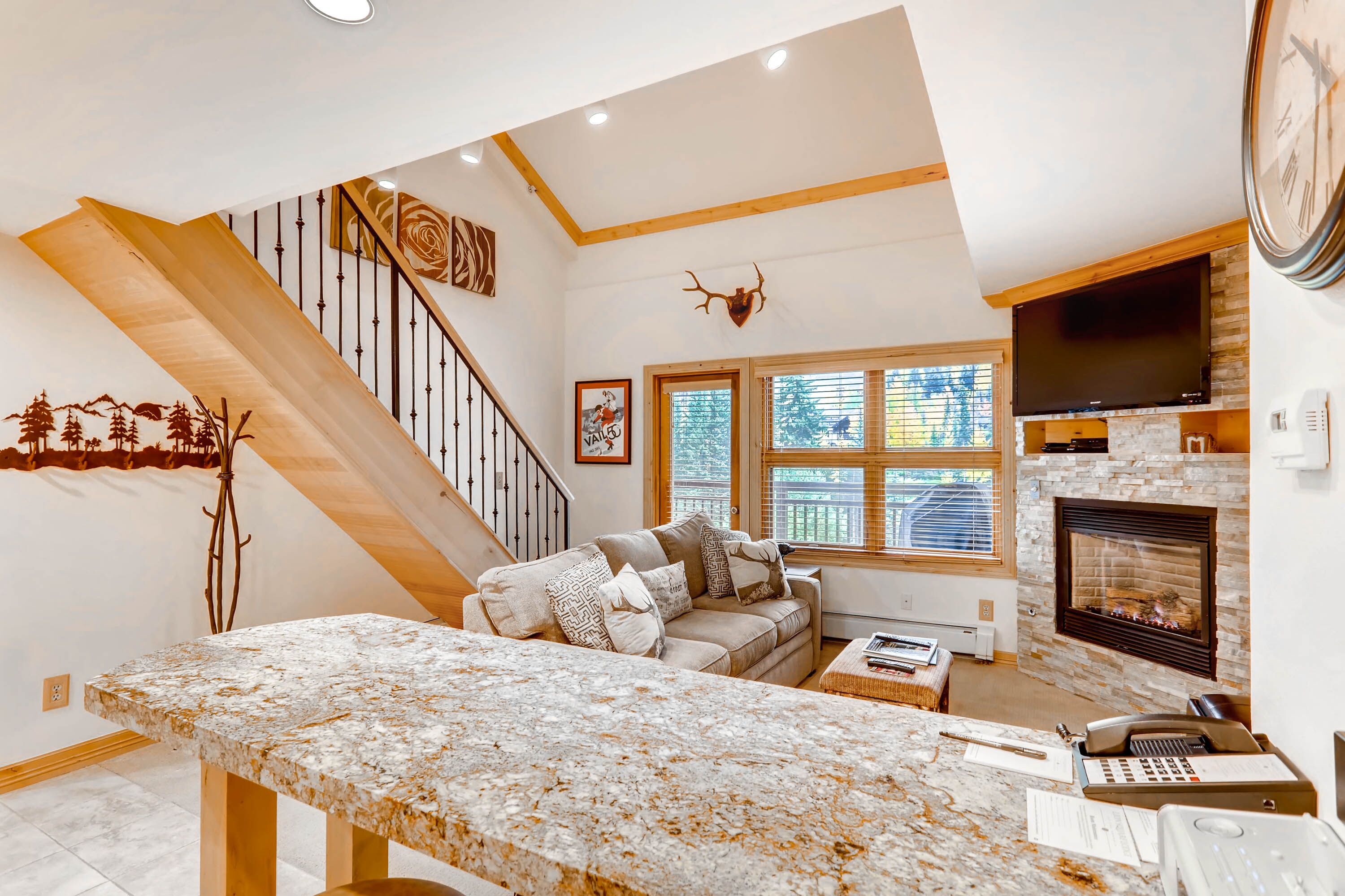 Televisio, takka, kirjoja