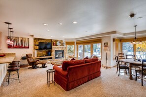 Fernseher, Kamin, Bücher