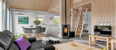 Fernseher, Kamin, DVD-Player