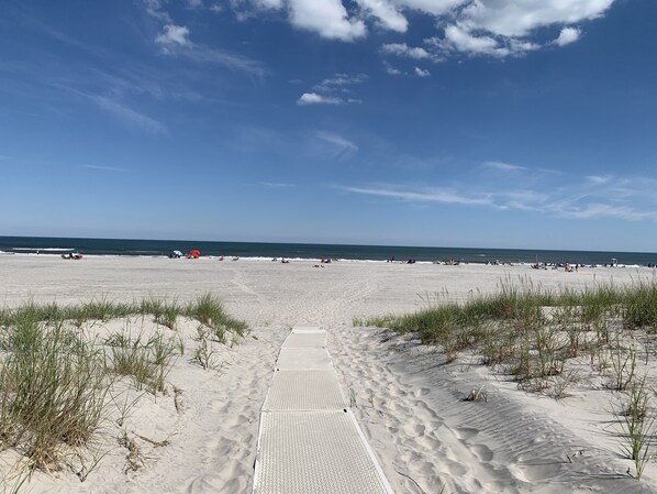 Guests can enjoy access to the beach.