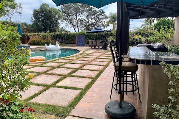 Salt water, solar heated pool