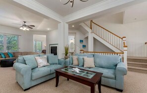 TV, fireplace, DVD player, table football - Great Vacation Townhouse w/ Plenty of Space & 3 Decks Near Beaches and Shopping! (Rehoboth Beach)