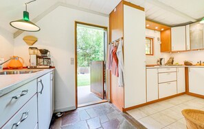 Fridge, stovetop, coffee/tea maker, cookware/dishes/utensils