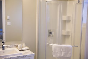 Secadora de cabello, toallas, jabón, shampoo